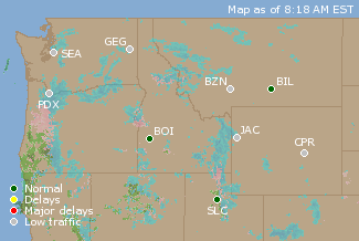 Northwest U.S. Airport Delays Map