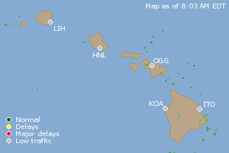 Hawaii U.S. Airport Delays Map