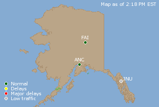 Alaska U.S. Airport Delays Map