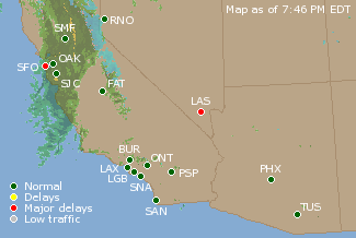 Southwest U.S. Airport Delays Map