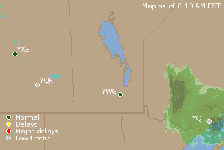 Central Canada Airport Delays Map