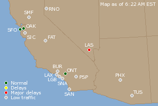 Southwest U.S. Airport Delays Map