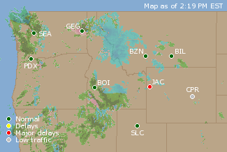 Northwest U.S. Airport Delays Map