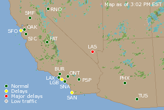 Southwest U.S. Airport Delays Map