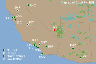 Southwest U.S. Airport Delays Map