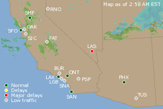 Southwest U.S. Airport Delays Map