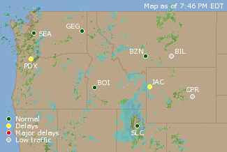 Northwest U.S. Airport Delays Map