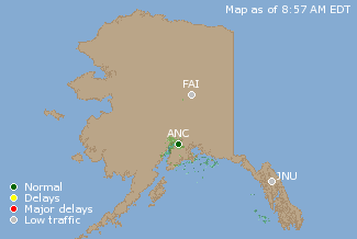 Alaska U.S. Airport Delays Map