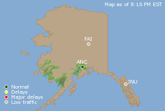 Alaska U.S. Airport Delays Map