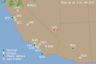 Southwest U.S. Airport Delays Map