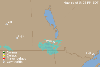 Central Canada Airport Delays Map