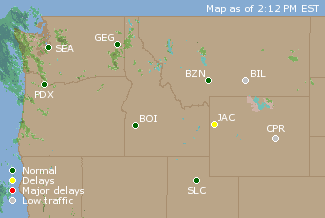 Northwest U.S. Airport Delays Map