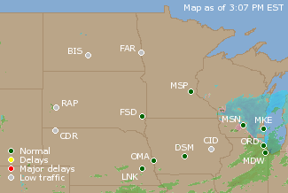 Northern U.S. Airport Delays Map