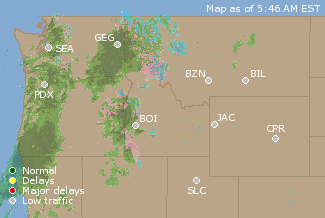 Northwest U.S. Airport Delays Map