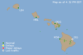 Hawaii U.S. Airport Delays Map