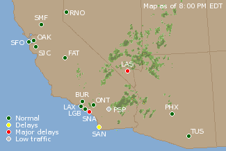 Southwest U.S. Airport Delays Map